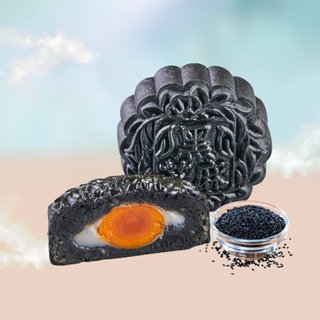 Black Sesame Salted Egg Mochi Mooncake (4 Pcs)